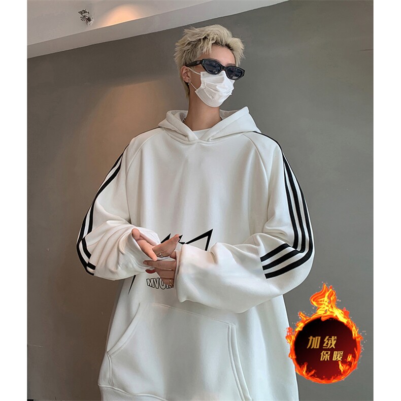 抖音得物供货提供视频秋冬重磅美式宽松织带连帽卫衣04177,男装卫衣,电商A486