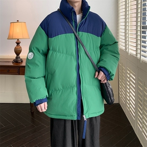 港风潮牌新款拼色立领棉服潮流保暖棉衣M071-P85控118图片