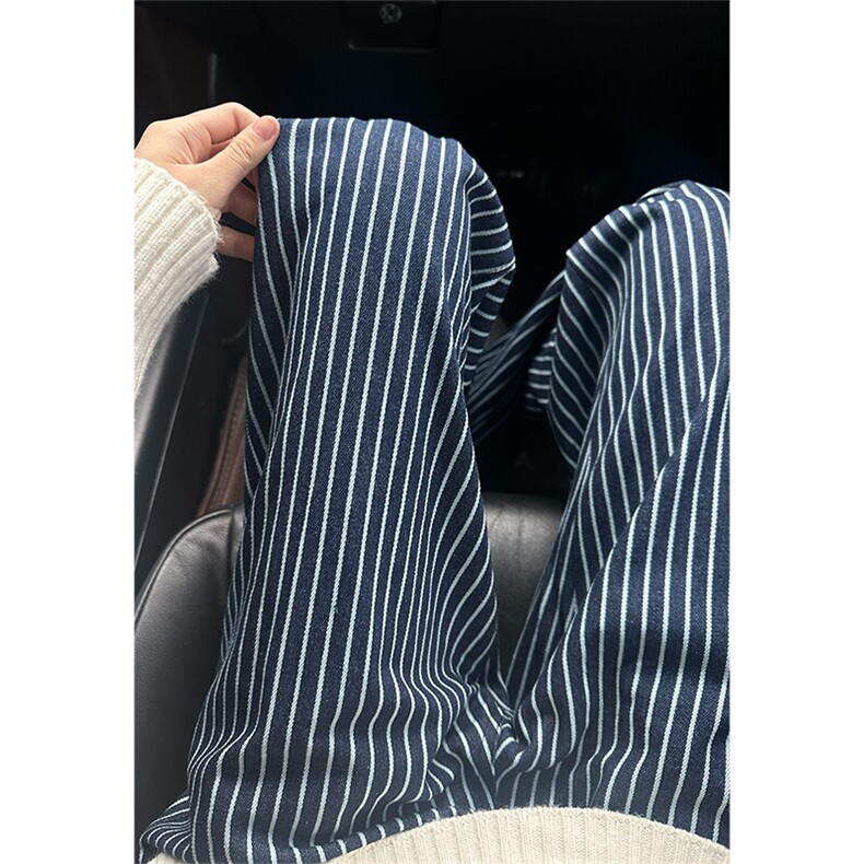 自拍图YK86033-P4875%棉%聚酯纤维美式复古蓝色条纹牛仔裤,男装牛仔裤,电商A086-1
