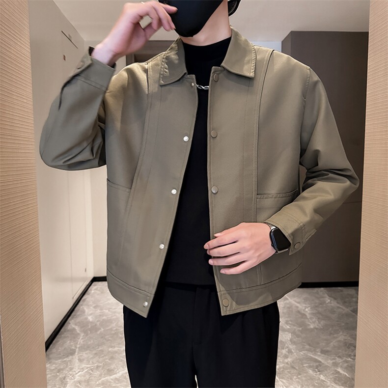 轻熟风高端短款纯色宽松韩版外套风衣夹克男A236-FY8018-P115,男装夹克,电商A236