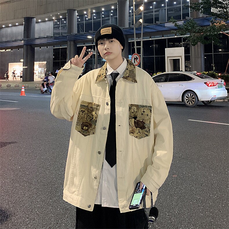 2023春季新款港风男士外套学生百搭刺绣拼接牛仔夹克JK820-P65,男装夹克,星座1103-3
