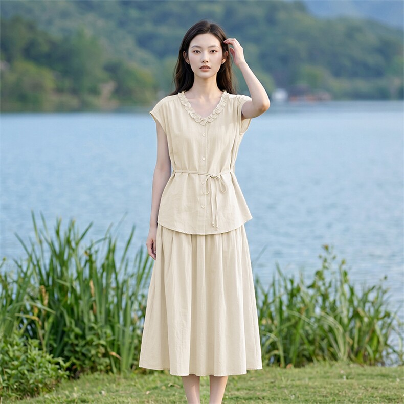 套装女夏季纯色清爽两件套,女装套装/套裙,曼沙奕珂