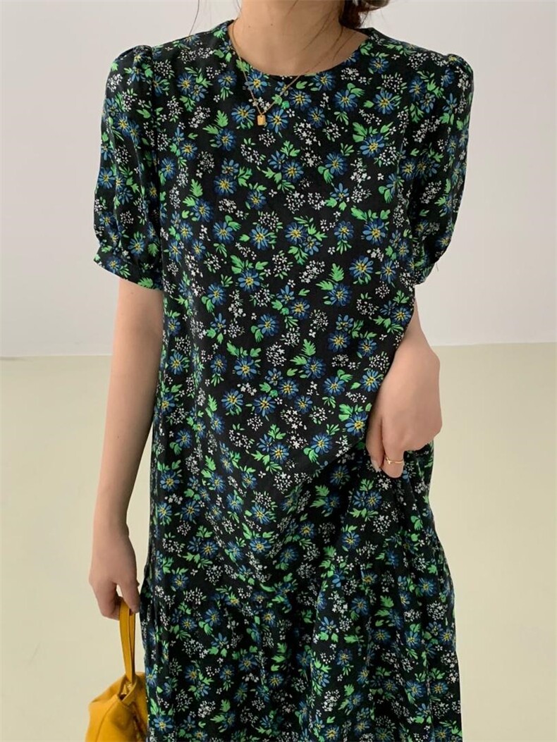 夏季新款热带雨林碎花连衣裙，女装连衣裙，tōkō-sen