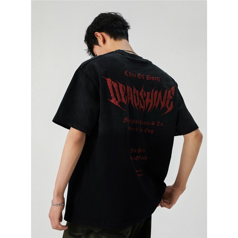 2026新款潮牌短袖宽松韩版字母印花扎染工艺T恤T9015/P5588，男装T恤，星座202