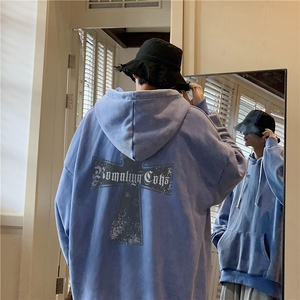 加绒新款港风宽松连帽套头卫衣X5675-常规P70控88-加绒P80控98图片