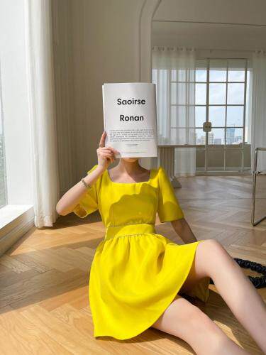 春季新款～方领钻边连衣裙，女装连衣裙，LION&CAT(2F)