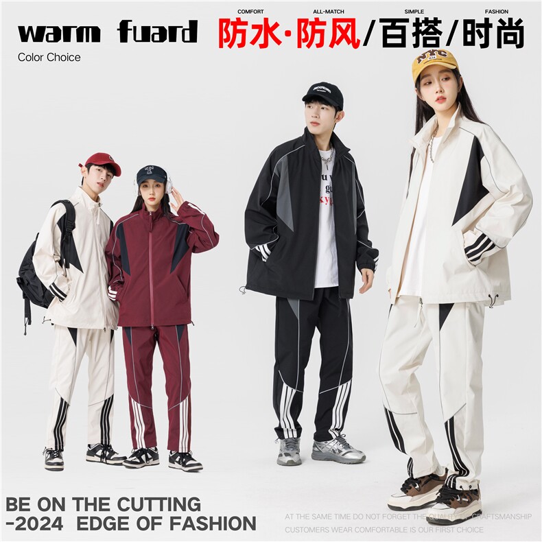 现货三防二开情侣冲锋衣套装户外登山服DSA157B-TZ563-P120可分拆,男装休闲套装,电商A157B