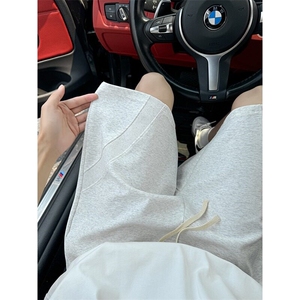 灰色拼接运动短裤男款夏季外穿篮球休闲卫裤抽绳五分裤子 KW154图片
