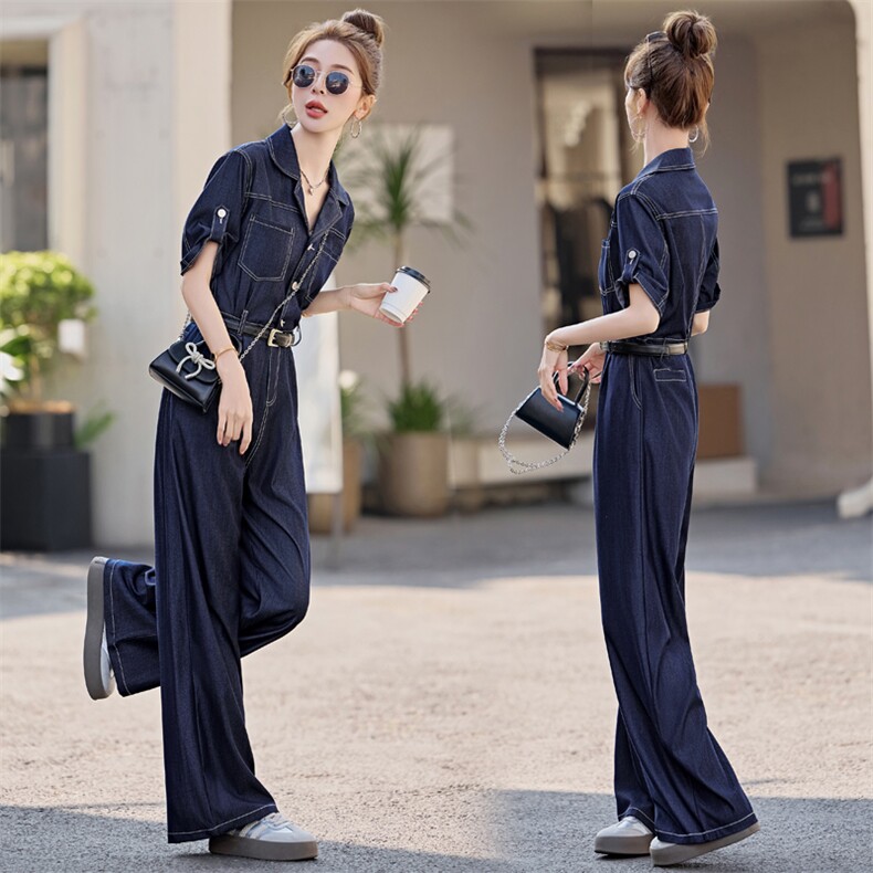 闺舍2025夏季新款时尚女洋气牛仔拼接洋气质漂亮，女装连体裤，印象茜