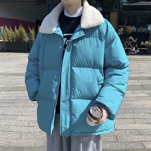 2023冬季男士羊羔毛翻领棉衣男纯色港风面包服棉服A071-Y277-P115,男装棉衣,电商A071