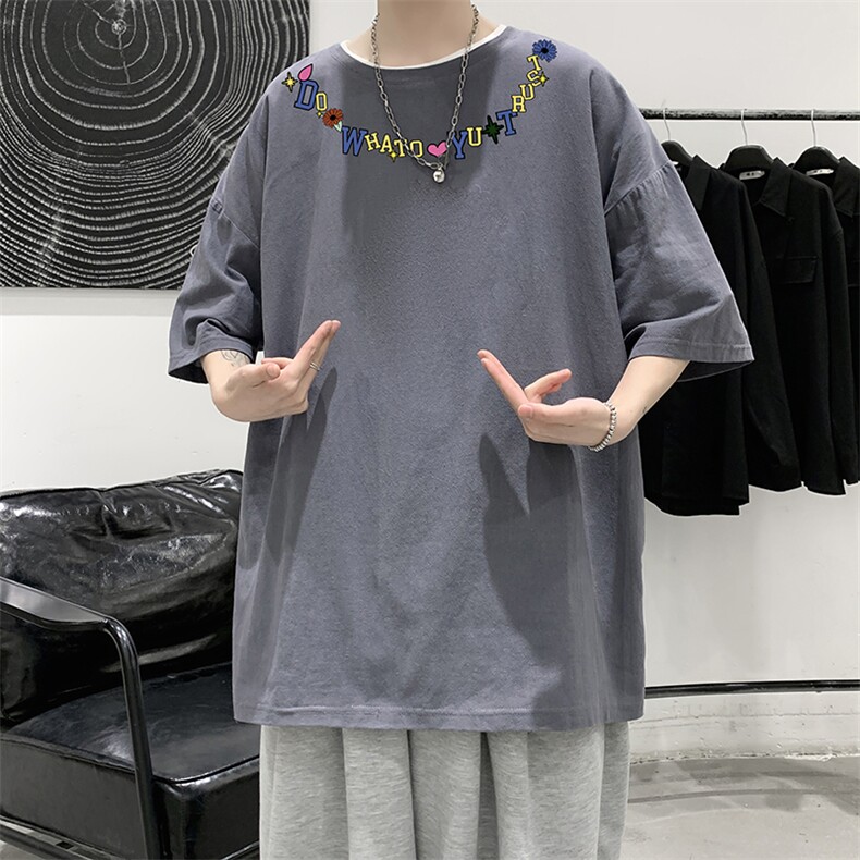 YT26381-P30亚麻短袖t恤男大码五分袖男宽松七分袖大皂风模特,男装T恤,电商A040