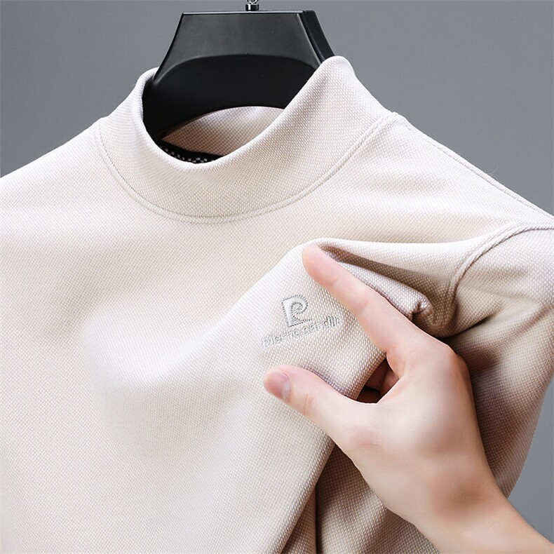 皮尔卡丹春秋季男士高档纯色印花圆领卫衣休闲百搭长袖卫衣T恤，男装T恤，电商B212（原钱塘6029）