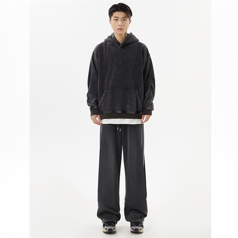 K817-P65重磅砂洗休闲裤宽松卫衣ins潮流高品质水洗直筒运动裤，女装休闲裤，电商B327