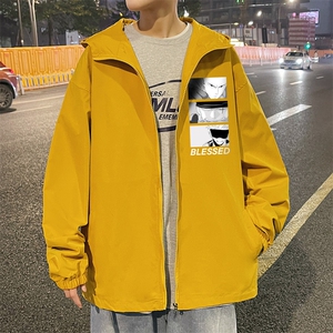 JK14-P45港风连帽夹克春男潮流大码开衫男休闲外套男图片
