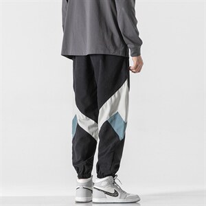 日系2024秋冬新款撞色拼接宽松束脚运动休闲潮牌裤子2111-P45控69图片