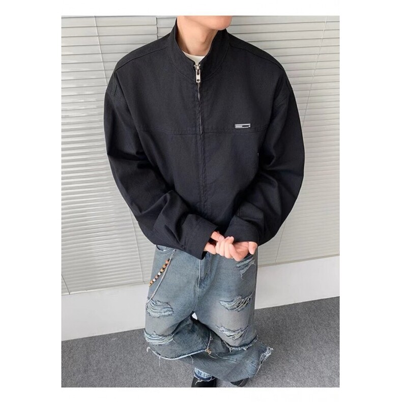 日系cityboy夹克外套男2025春秋新款宽松潮牌青少年休闲黑色上衣,男装夹克,四季星座505