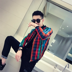 社会风秋装秋装修身彩色小格子夹克B297-7190-P70图片