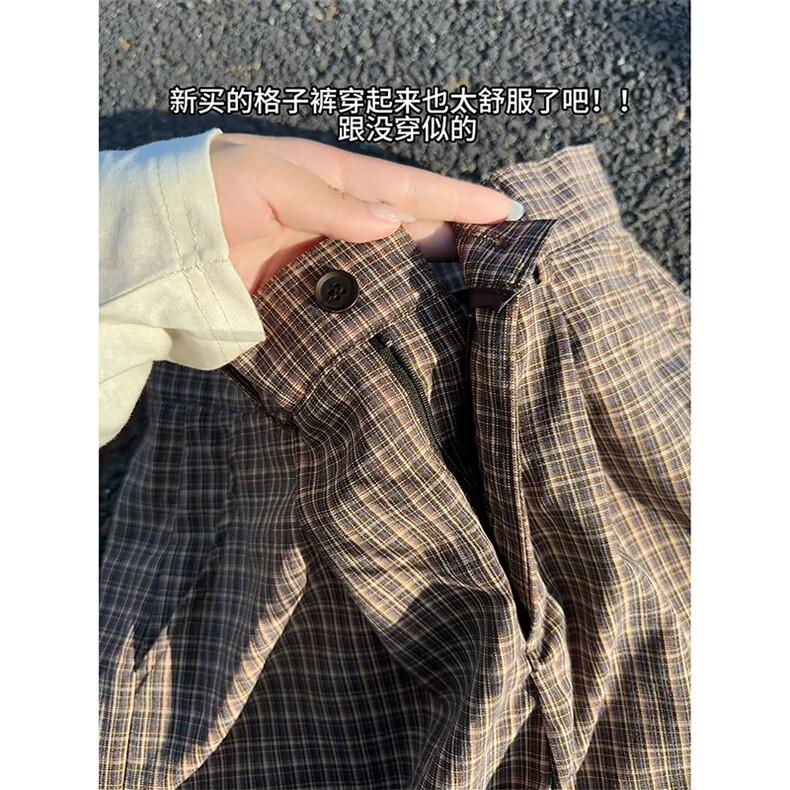 26春款都市风个性时髦西裤宽松格纹阔腿休闲西裤K805TP45控88,男装西裤,电商A102B