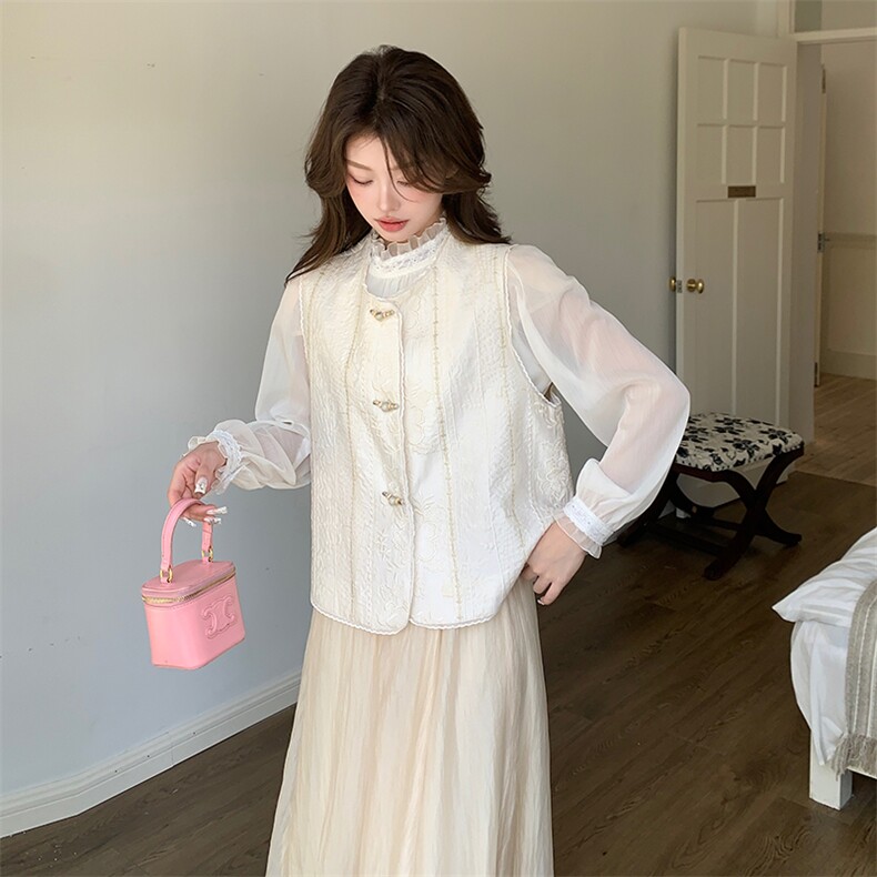 新款现货上新2025重工刺绣甜美百搭马甲女85021-208A-P120-K225,女装马甲,浙宝208A