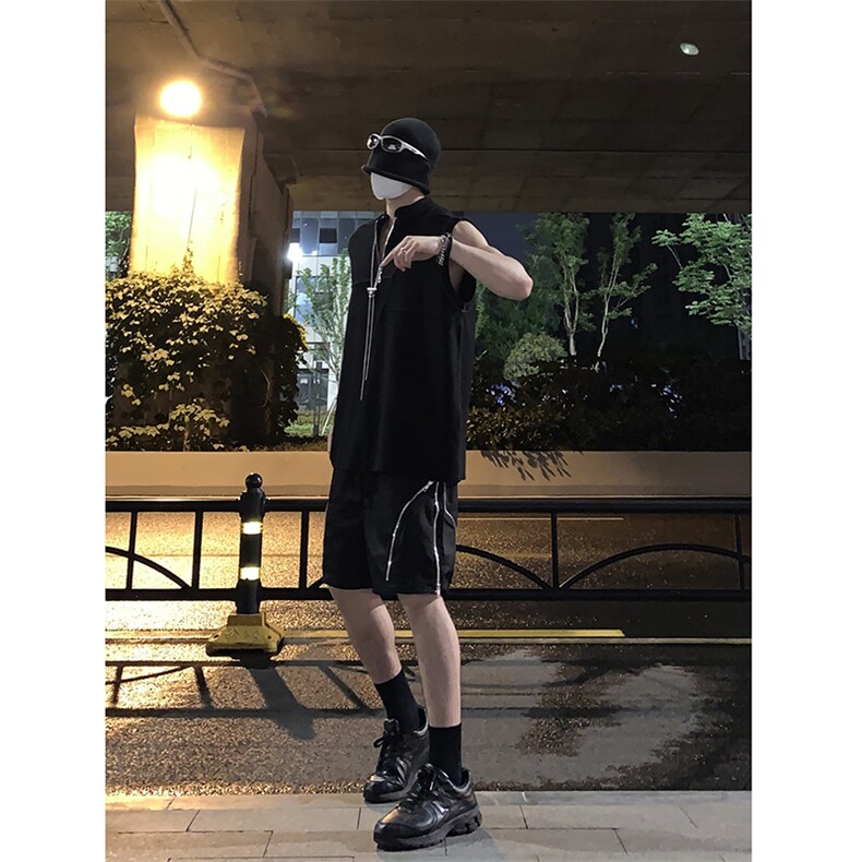 B221美式ins高街暗黑小众拉链休闲短裤五分裤LK23058-P55控78,男装休闲裤,电商B221
