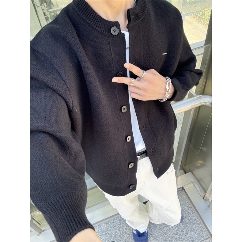 秋冬慵懒风简约百搭重磅拉链毛衣男长袖宽松休闲情侣立领针织开衫，男装针织衫/毛衣，星座203-1