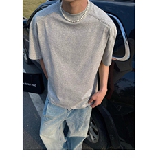 索罗娜凉感面料落肩小领口cleanfit短袖T恤男boxy版型上衣T002，男装T恤，星座1116A（原606A-3）