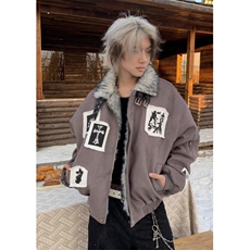 设计感毛领座山雕棉服秋冬宽松加绒加厚夹克男M5049，男装夹克，星座1116A（原606A-3）