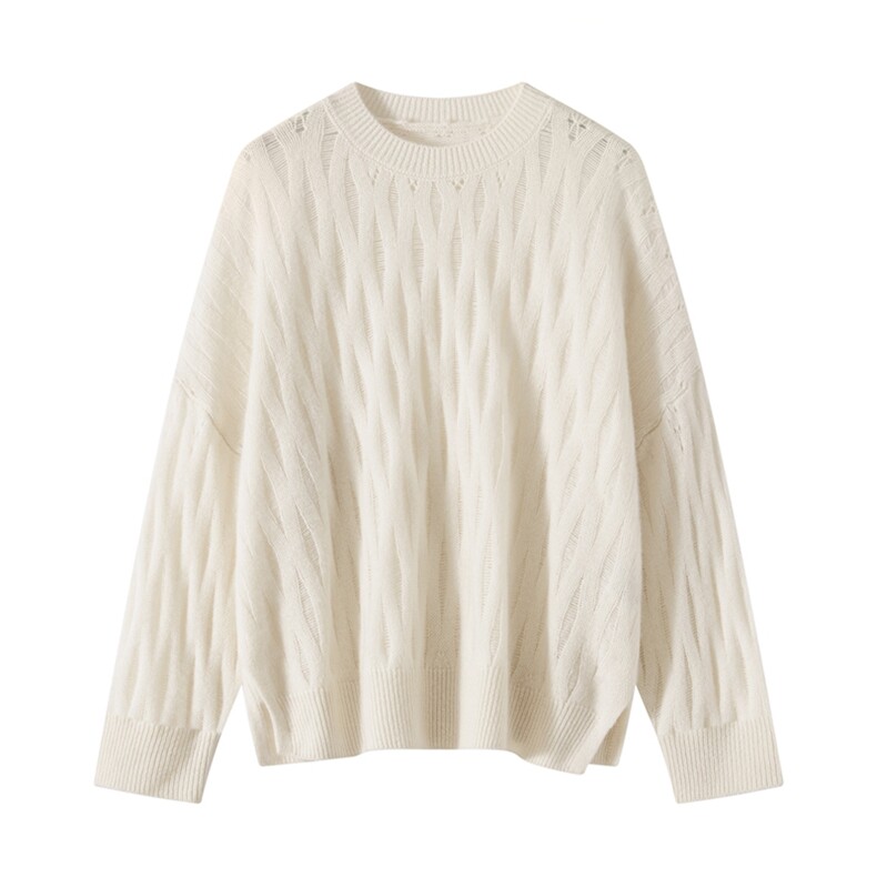 2025年秋季新款百搭女士浮线七针圆领羊绒衫，女装羊绒衫，品秋羊绒