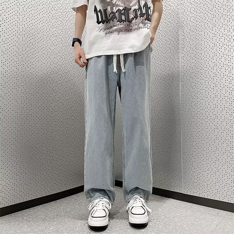 松紧牛仔裤男士春夏季2026新款潮牌直筒休闲宽松阔腿长裤KK96/P40,男装牛仔裤,星座506