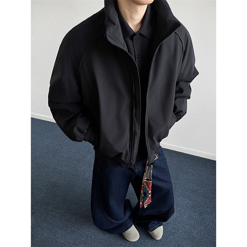 现货美式高街休闲夹克冬季三防立领纯色户外工装加厚棉服外套,男装夹克,电商A486