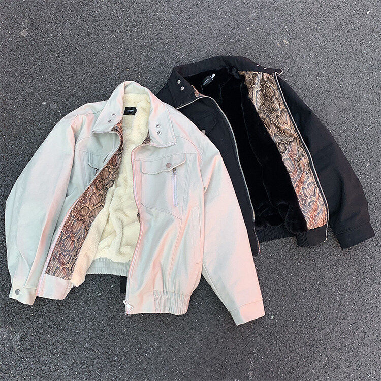 座山莽毛领加绒棉服外套潮牌美式街头座山雕夹克棉衣冬季男潮p128，男装棉衣，电商C307