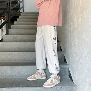 青少年运动裤男夏季潮流ins宽松侧边印花休闲抽绳卫裤K1110-P25图片