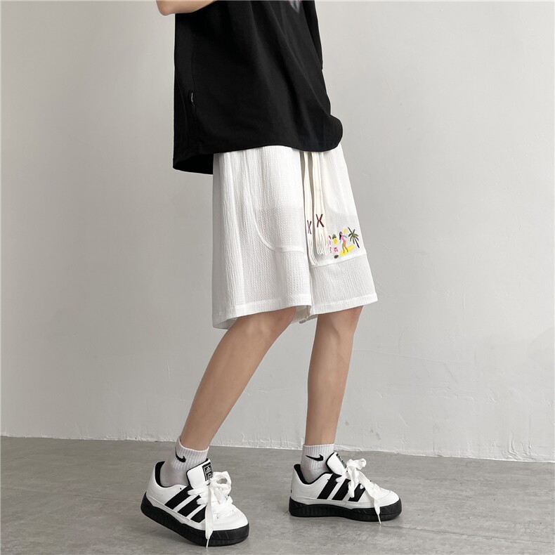 美式设计感潮款刺绣短裤夏季休闲宽松五分裤A061-AD00085-P50控68,男装休闲裤,电商A061