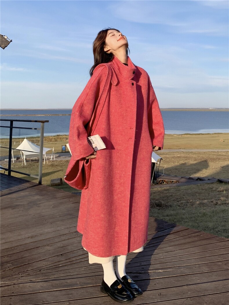 2025秋冬新款双面羊毛呢外套大衣女,女装双面呢大衣,曼娅璐