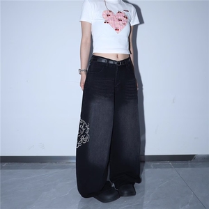 557-P49 美式复古弯刀裤松弛感牛仔裤休闲裤子图片