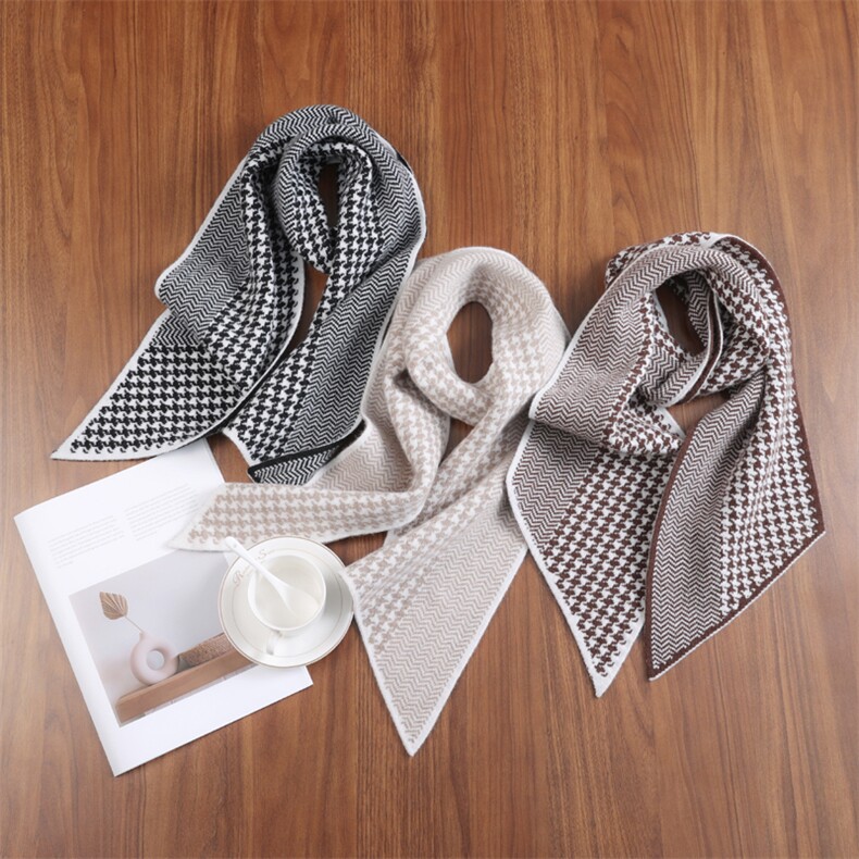 时尚格子围巾女冬季韩版百搭秋冬针织保暖围脖，围巾，九月九羊绒