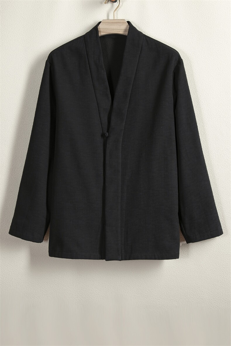 2025秋冬新款风男装改良汉服加绒衬衫C012P85,男装衬衫,钱塘802