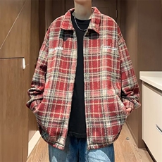 秋季青春流行男格子毛呢外套刺绣字母DW79P58，男装夹克，星座1116-2