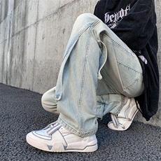 美式牛仔裤男款春季水洗做旧小众黄泥染长裤A061-YJ6724-P65控88，男装牛仔裤，电商A061-1