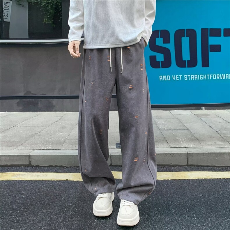 休闲裤男女韩版潮流拼色帅气百搭高街2025秋冬ins长裤K6728-P51,男装休闲裤,星座412-3