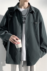 2026春季潮流长袖纯色衬衫男ins翻领衬衣大码外套C811-P55控78，男装衬衫，电商A001