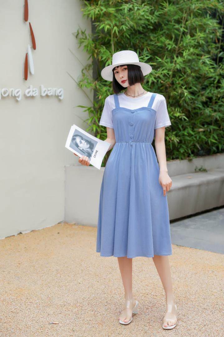 【现货］假两件连衣裙、补单款！，女装连衣裙，友一有二