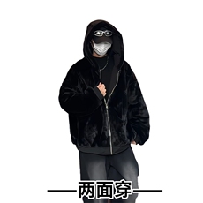 MY5095/P110双面穿座山雕男女加厚保暖毛绒棉衣连帽大码外套棉服，男装棉衣，电商A141