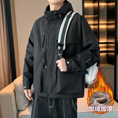 加绒加厚夹克外套男冲锋衣男士休闲工装轻户外JK136-P88加绒P98，男装夹克，星座308B-2