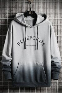 渐变色潮流宽松韩版百搭休闲上衣服秋季外套连帽卫衣DF73T图片