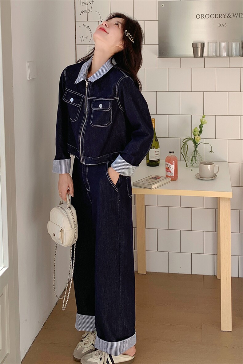 新款盐系拼接牛仔套装2C115-2260-P175-K248,女装套装/套裙,2C115