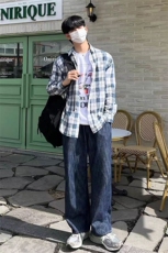 现货~男式长袖衬衫宽松格子衬衣男装薄外套XZ815-4-CS813P55，男装衬衫，星座716A（原星座815-4）