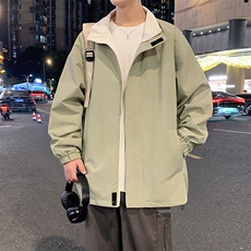 港风秋季新款宽松夹克男纯色立领上衣两面穿外套MYJ24-7908-P68，男装夹克，星座717