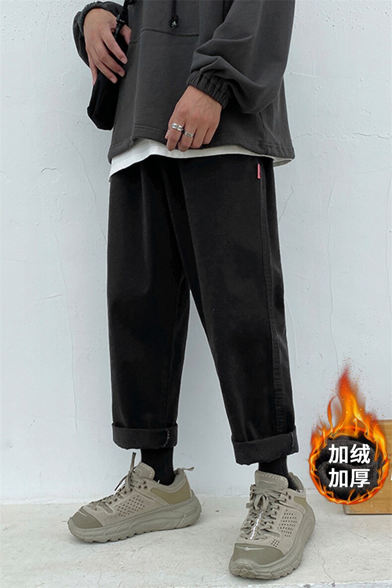 2023HK20139加绒港风大码纯色绣标长裤M-5XHK20470-P45,男装休闲裤,电商A022