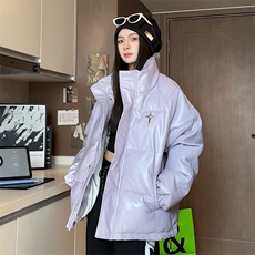 中性冬季宽松美式高街pu皮钢印加厚棉服外套XZ811A-MF199-P125，男装皮衣，星座811A